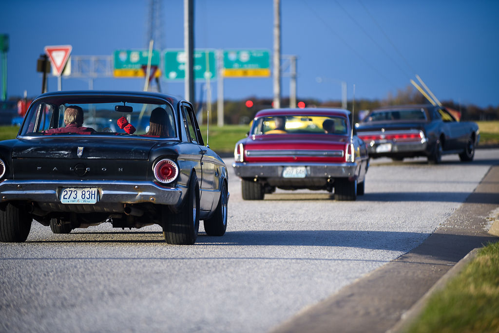 Cars follow Wyatt Salmon's limo